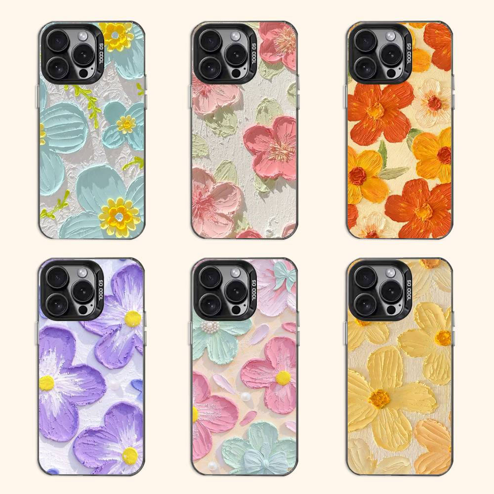 Масляная живопись цветы Чехол для iPhone 11 12 13 14 15 16 17 Pro Max XS X XR Чехол