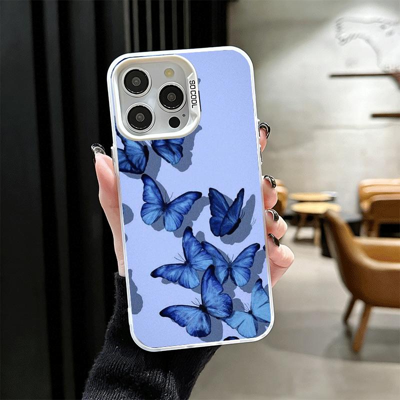 Синяя бабочка Эстетика Ударопрочный чехол для телефона для iPhone 17 Air 16 16E 15 Pro Max 14 Plus 13 Mini 12 Задняя крышка Анти-падение Fund
