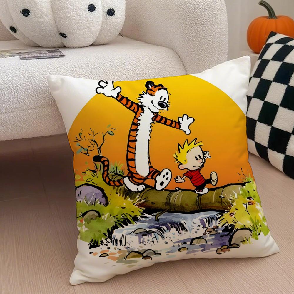 Наволочка C-Calvin and H-Hobbes, Наволочка против пылевых клещей, Невидимая молния, Шелковистый короткий плюш, Чехол для диванной подушки
