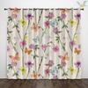 2 Pieces of Natural Yellow Retro Floral Butterfly Vine Pattern Printed Curtains, Used for Decoration, Bedroom, Living Room