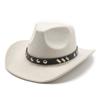 Ethnic Style Western Cowboy Top Hat Suede Men'S And Women'S Felt Hat Rivet Roll Edge Jazz Hat