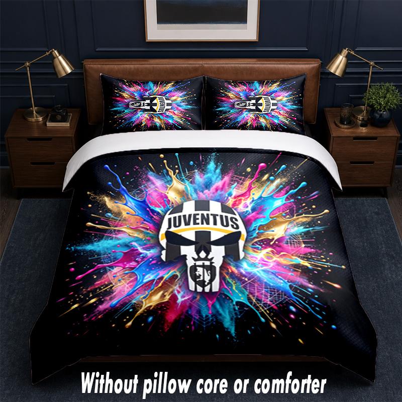 Juventus FC Design Bed Bedding Set 1 Duvet Cover + 2 Pillowcases Soft Breathable Household Bed Linens