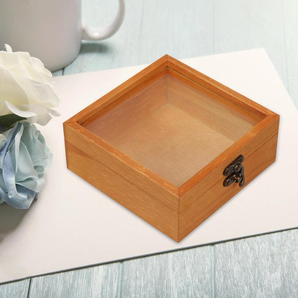 Wooden Storage Box Flower Decorative Candy Container Wood Keepsake for Centerpiece