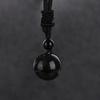 Fashion Blessing Lucky Amulet Necklace Obsidian Pendant Round Ball