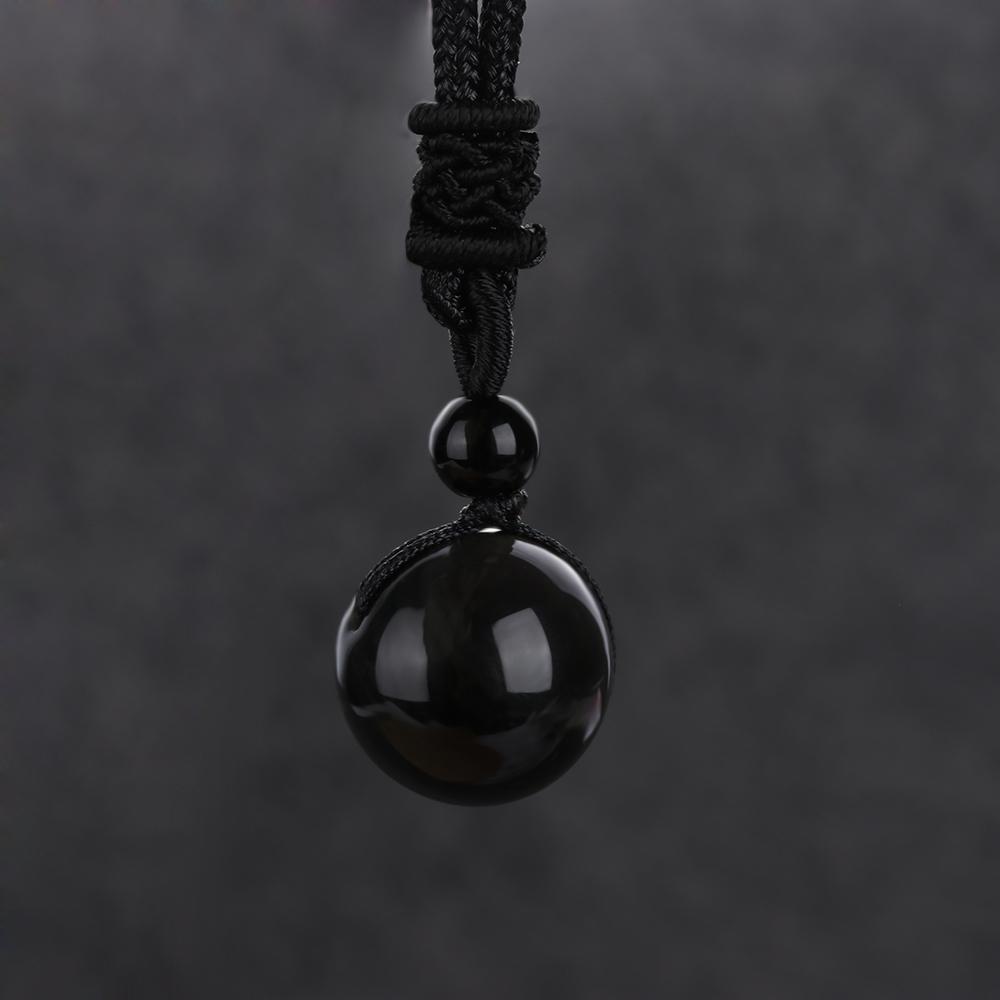 Fashion Blessing Lucky Amulet Necklace Obsidian Pendant Round Ball