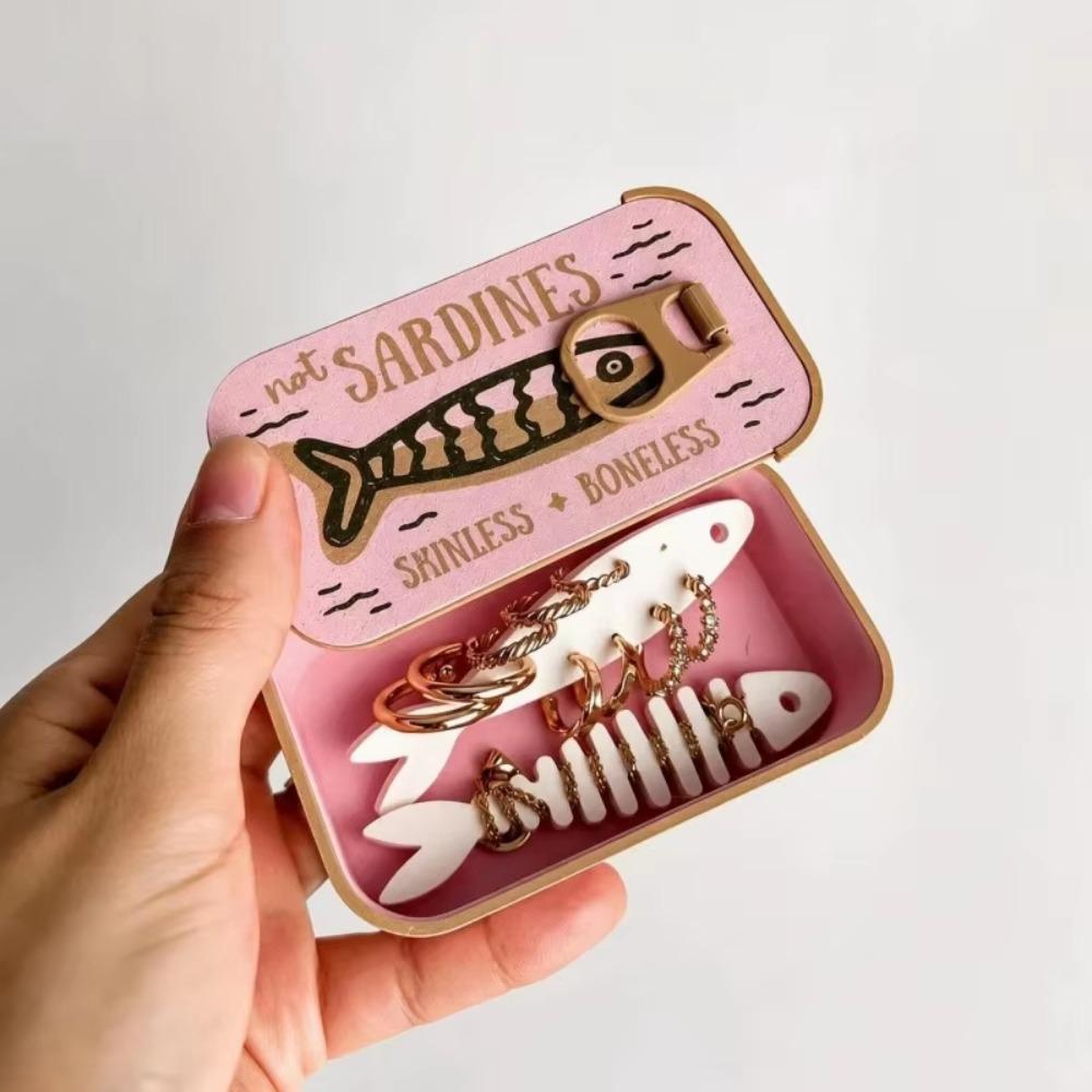 3D Printed Sardine Jewelry Box Fishbone Insert Trinket Storage Box Desk Storage