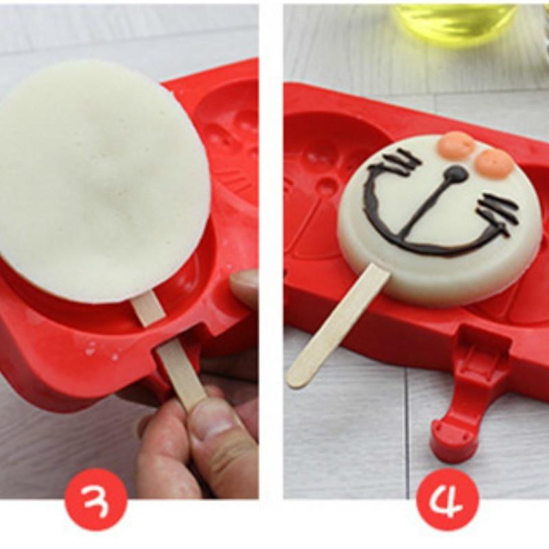New Home Made DIY Silicone Ice Cream Mold Frozen Ice Popsicles Mould DIY Cartoon Ice Cream Maker