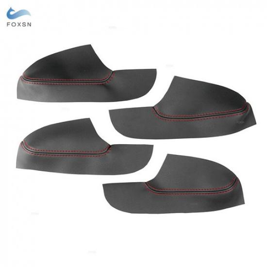 Для Hyundai Elantra 2016- 8*Подлокотник двери + Панель Черная КОЖА+Красная накладка