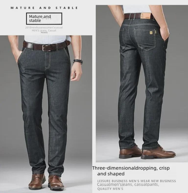 Мужские свободные прямые джинсы из модала с высокой талией