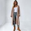 Oversized Longline Knit Cardigan With Front Pockets Roll-Up Sleeves V-Neck Loose Fit Warm Winter Sweater
