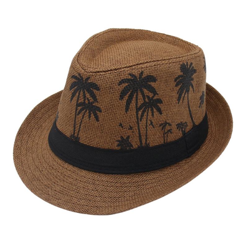 Wind Coconut Pattern Panama Top Hat Austrian Beach Hat Trily Trimi Lightweight Gentleman'S Hat