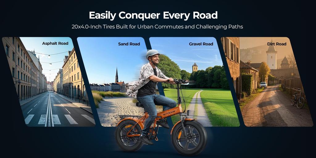 Складной электровелосипед ENGWE EP-2 Boost для взрослых, двигатель 250 Вт, аккумулятор 48 В 13 Ач, велосипед с толстыми шинами 20''*4''