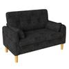Two-Seater Sofa with Thick Soft Padding, 2 Cushions and Side Storage Pocket, Ideal for Living Room, Bedroom or Small Apartments, Chenille, Grey