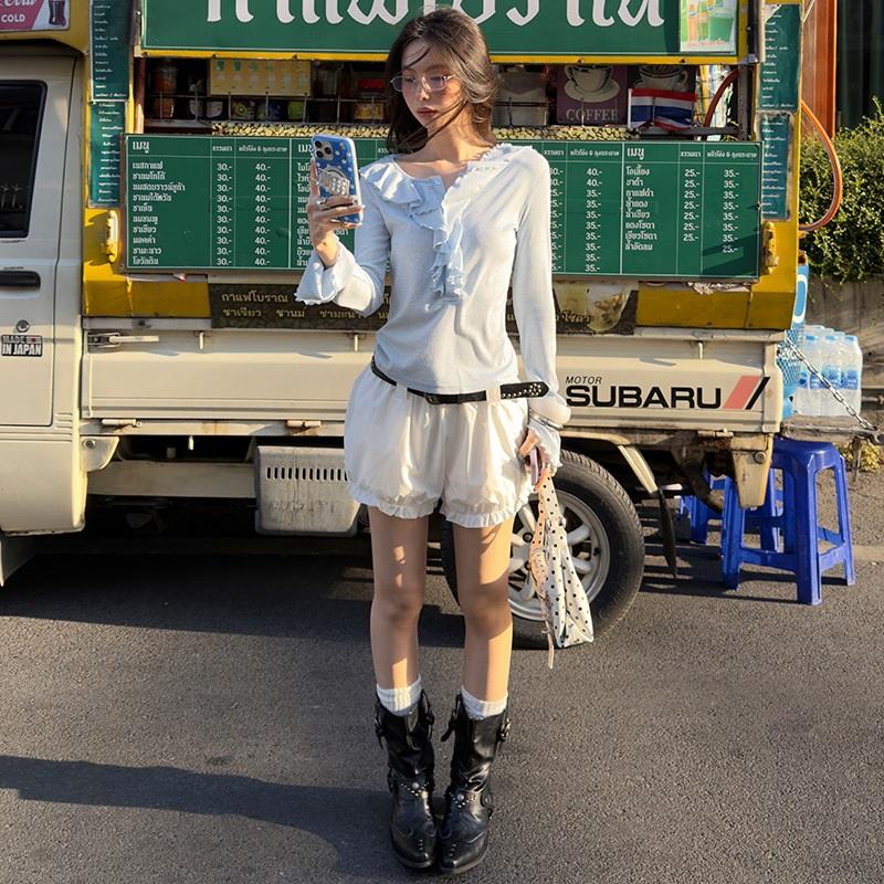 Romantic Ruffle Long-sleeve T-shirt Top