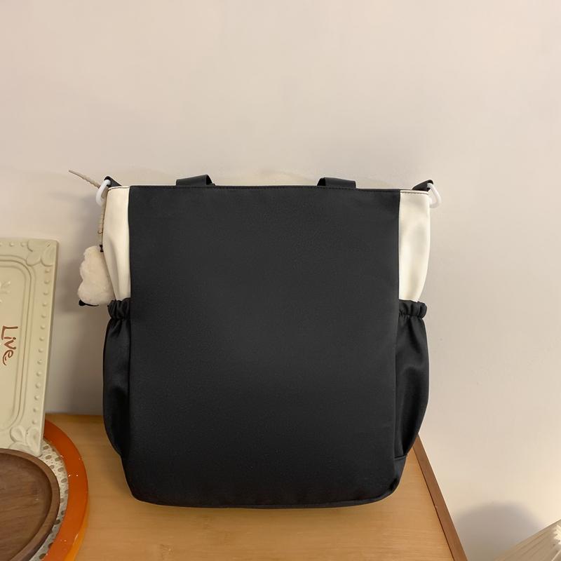 Student's Large Capacity Tutoring Bag Women's Contrast Color Stitching Shoulder Bag Crossbody Bag