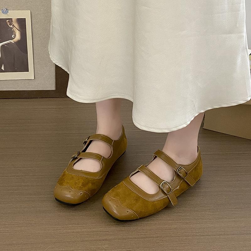 Корейская версия нишевого дизайна, плоские туфли Мэри Джейн, маленькие кожаные туфли, осень-зима 2025, французские ретро туфли с двойной пряжкой, женские