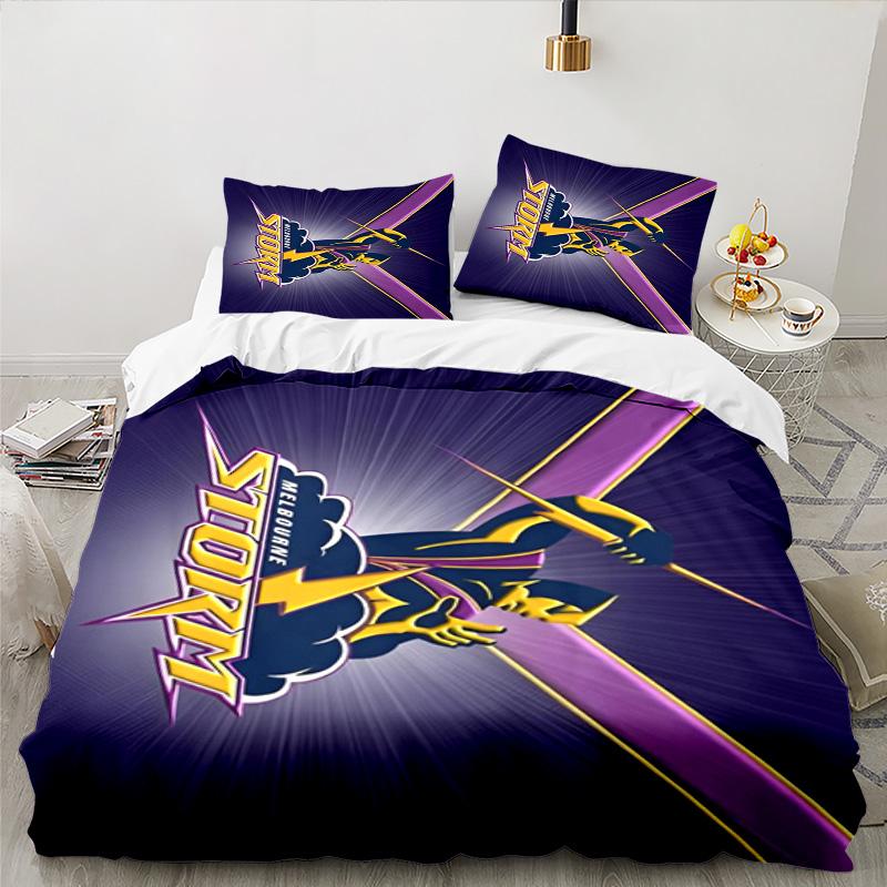 Melbourne Storm Team 3PCS Bedding set,Ideal for 1pc Duvet Cover And 2pcs Pillowcases Perfect for Fan gift,Ideal for Bedroom, Dormitory