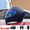Full Face Motorcycle Helmet With Dual Visor Winter Warm Lining Bluetooth Slot Scooter Riders Men Women All Season