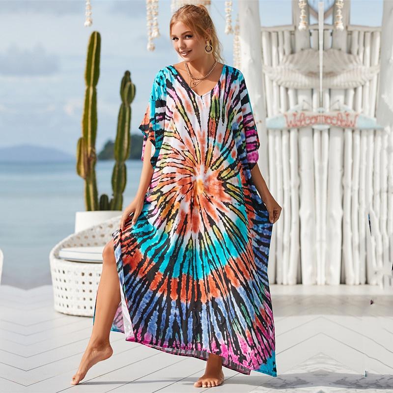 Cotton Long Beach Dress Cover-Ups for Women Pareo De Plage Swimsuit Cover Up Beach Sarongs Swimwear Kaftan Beachwear EMA