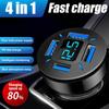 66W 4 Ports USB Car Charger Fast Charging PD Quick Charge 3.0 USB C Car Phone Charger Adapter For iPhone 13 12 Samsu L8H0