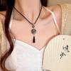Chinese Retro Peace Buckle Tassel Necklace - High-End Zen Clavicle Chain for Women
