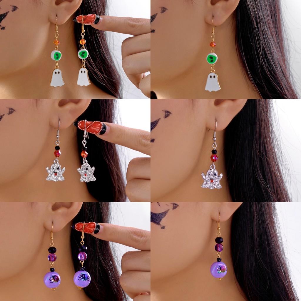 Halloween Party Accessories Alloy Earrings Featuring Ghost Skull Spider Web For Teens And Adults