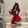 Sexy Christmas Devil Cosplay Costume Red Velvet Mini Dress Nightclub Party