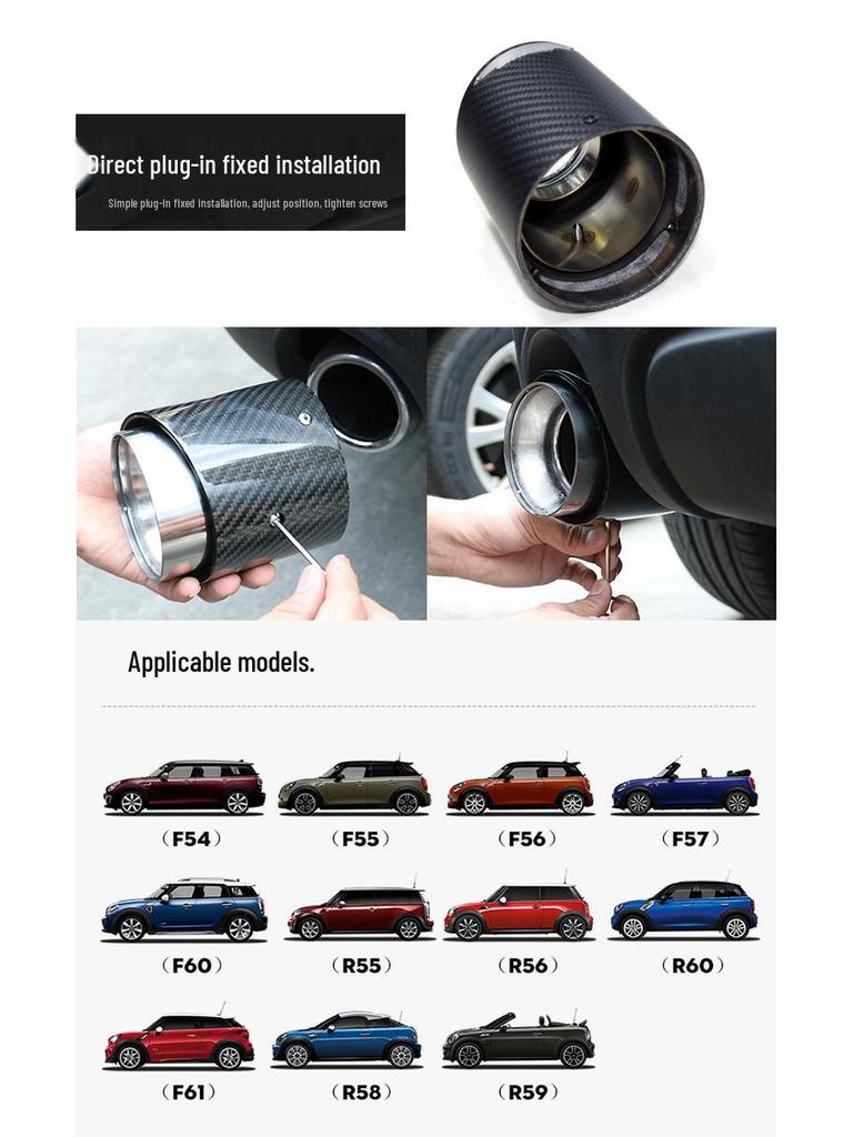 BMW Mini One Cooper JCW Carbon Fiber Exhaust Tailpipe - Black Blue Tip