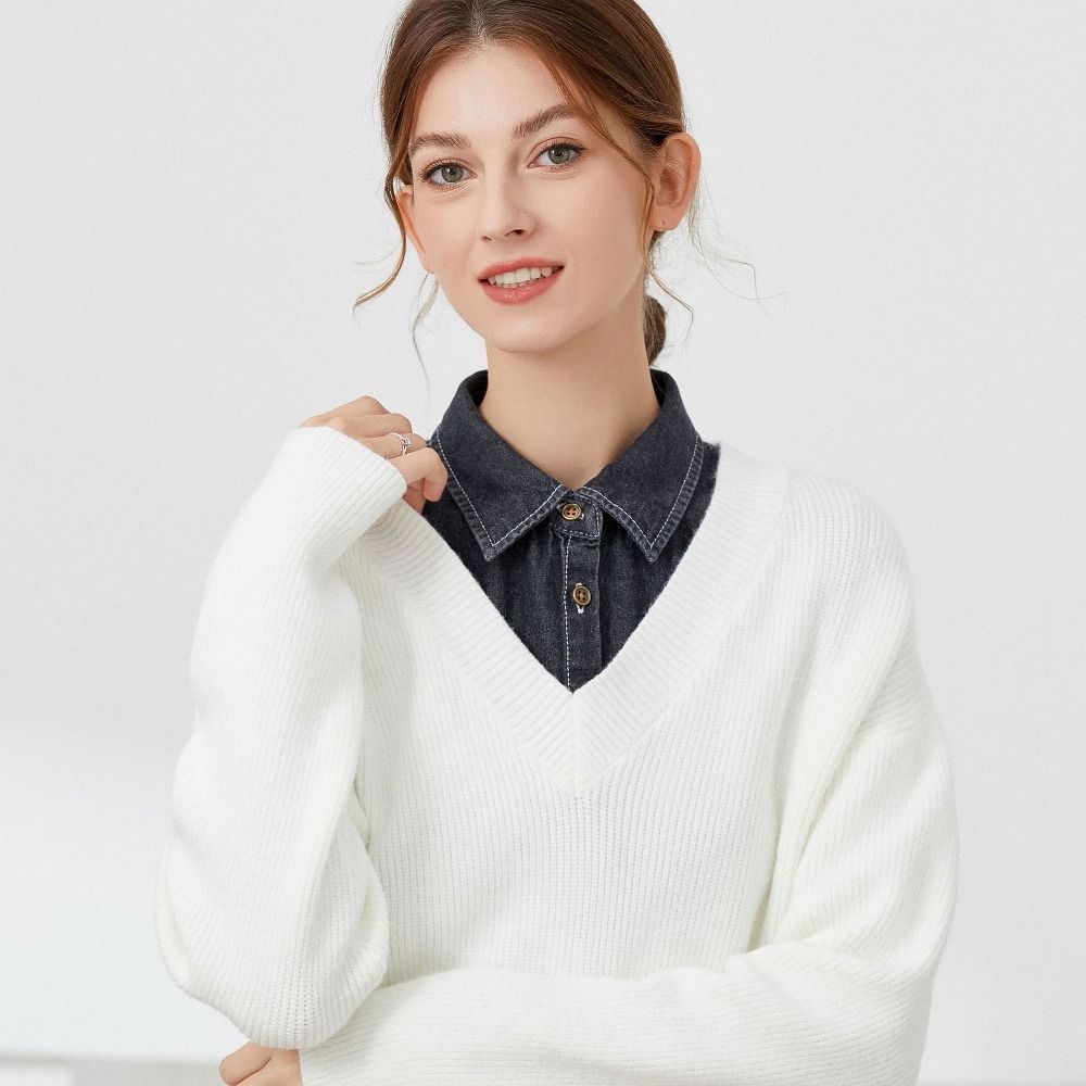 Detachable Denim Fake Collar Sharp Collar False Blouse Collar Adjustable Neckline Decorative Shirt