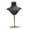 Jewelry Display Stand Dark Gray Leather Necklace Half Bust Showcase