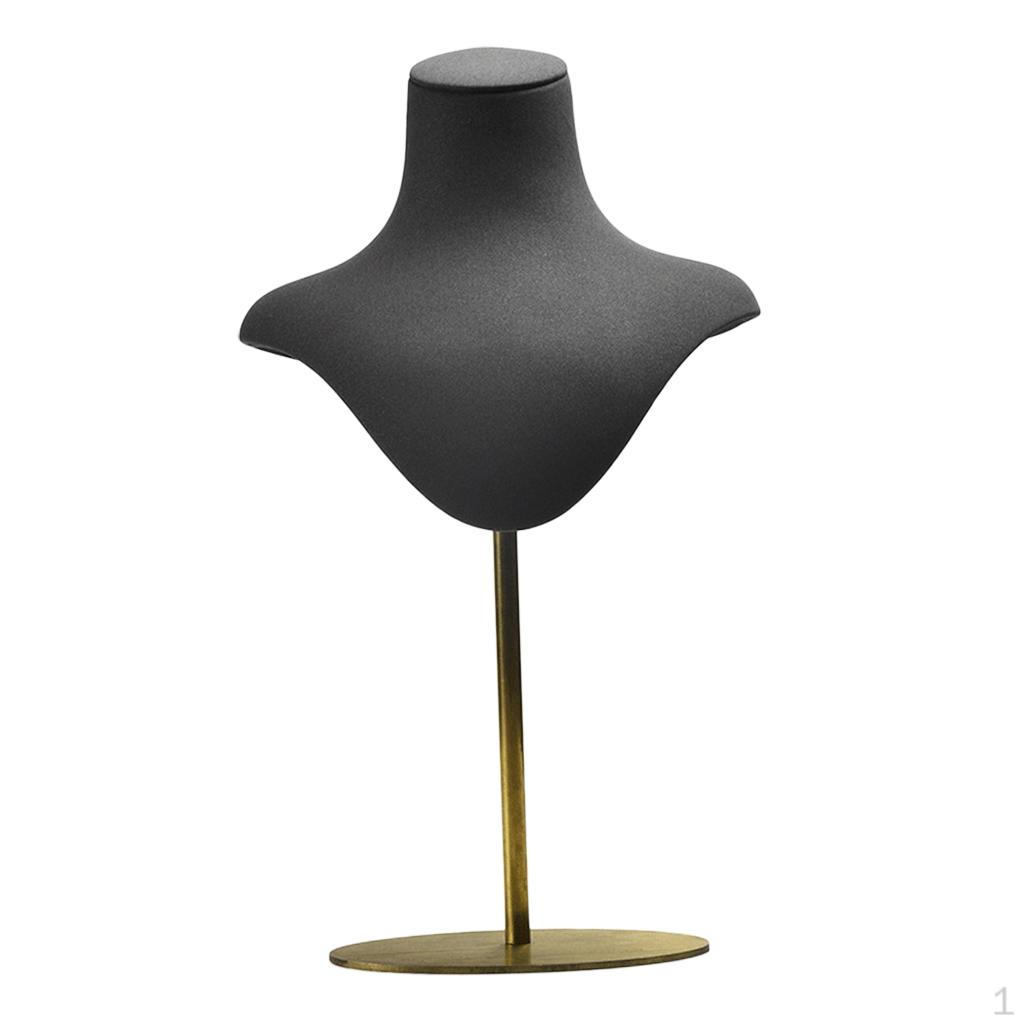 Подставка для ювелирных изделий Темно-серое кожаное ожерелье Половина бюста Витрина