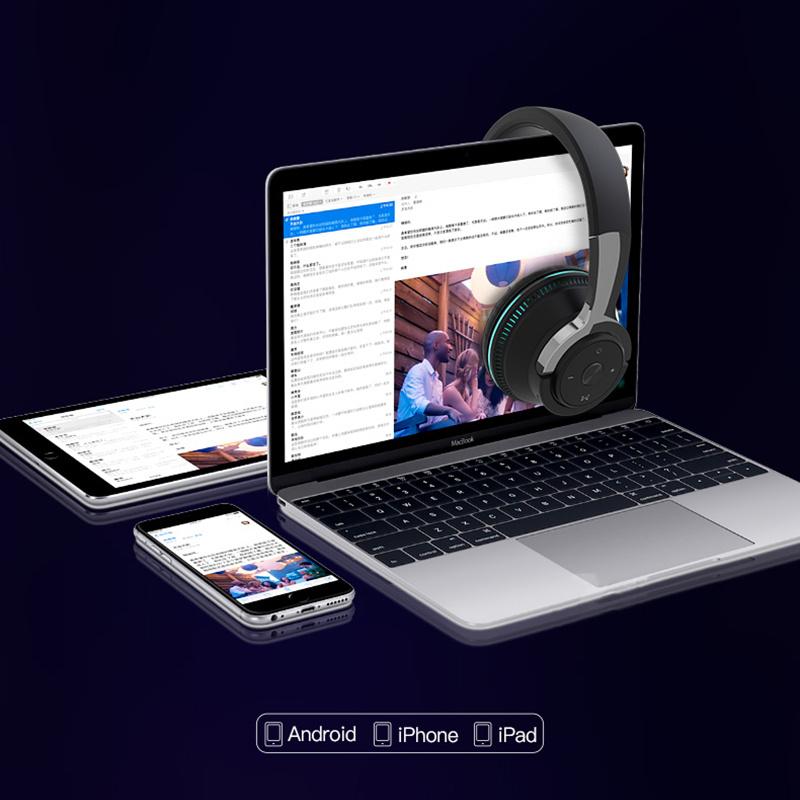 Беспроводные наушники H2 с цветной светодиодной подсветкой, Bluetooth 5.1, головные игровые наушники, 650 мАч