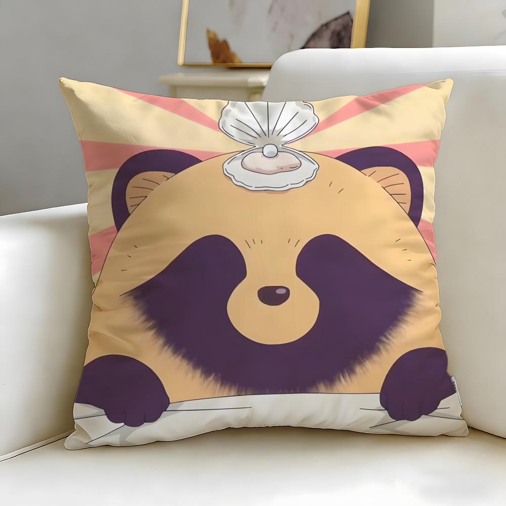 theme with you and the rain tanuki Cushion Cover Soft EasyWash Pillow Case Versatile for Couch Bed Travel and Office