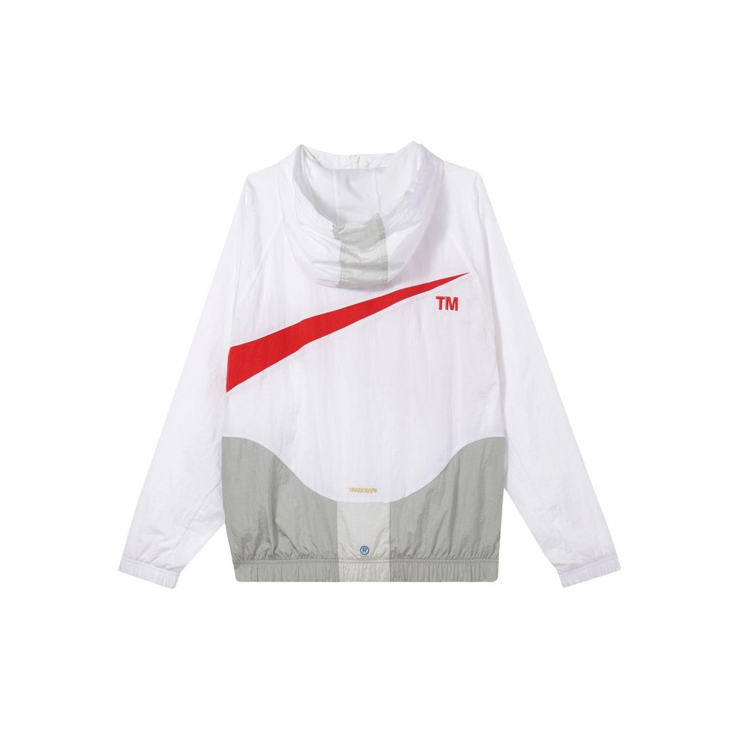 Nike Спортивная куртка-ветровка Swoosh с капюшоном, тканая, свободного кроя, ветрозащитная, унисекс, белая DD5968-100