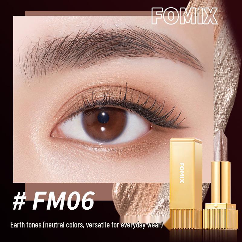 FOMIX Двухцветный шелковистый стик для теней: Сияющий/Матовый, Хайлайтеры, Мелкий блеск, Стойкие земляные оттенки, Легкое нанесение.