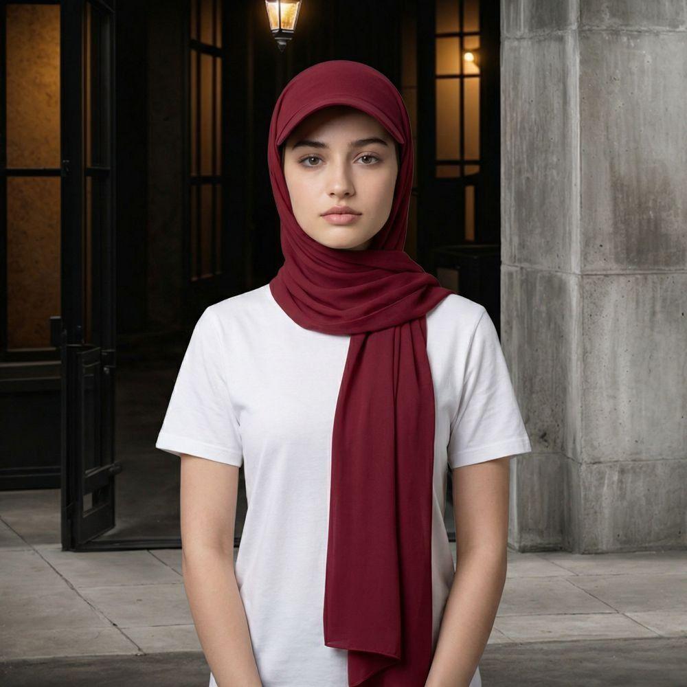 Solid Color Sun Visor Turban Simple Scarf Hat Long Hijab Shawl Hat Daily Wear