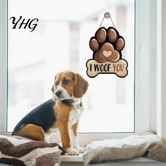 Handcrafted Wooden Wall Plaque Welcome Sign for Front Door, Decorative Dog Paw Hanging with Hemp Rope Pet Lovers, Home Decor Indoor Outdoor Farmhouse
