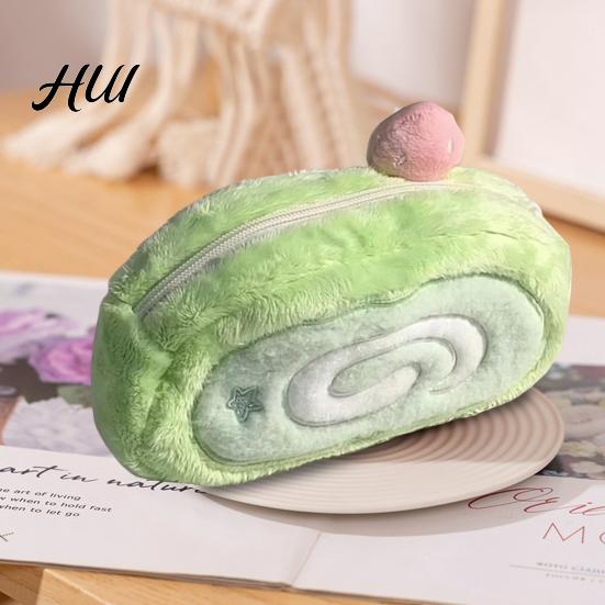 Vibrant Zipper Pencil Case Plush Large Capacity Stationery Bag Creative Pouch Storage Box Cute Makeup Gift for Friends Zippered Holder
