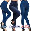 Women Fashion High Waist Imitation Jeans Denim Pants Pencil Pants Leggings Plus Size Casual