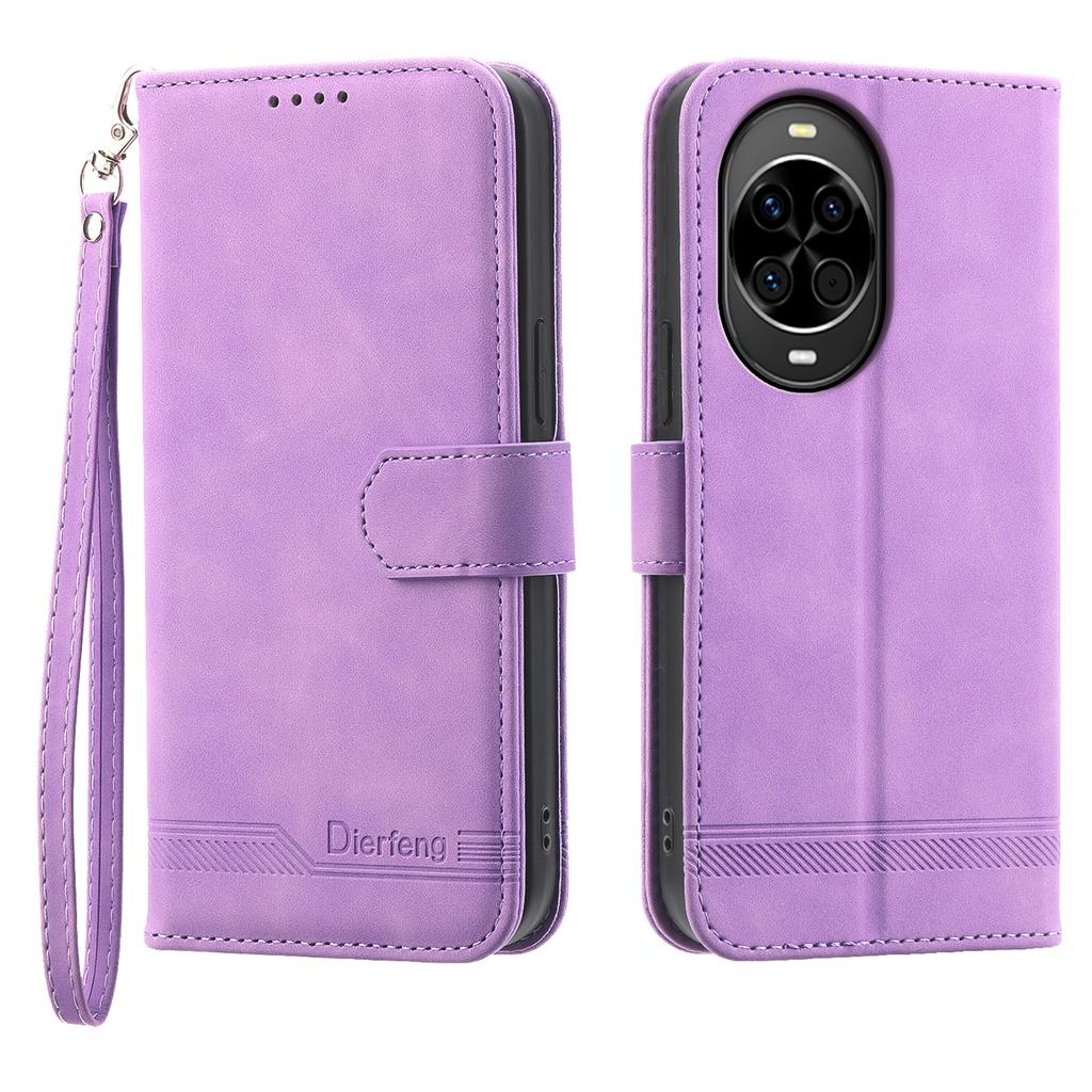 DIERFENG DF-03 Для Huawei nova 14 5G Чехол Тиснение Линии Кошелек Кожаный Чехол для Телефона с Ремешком на Запястье