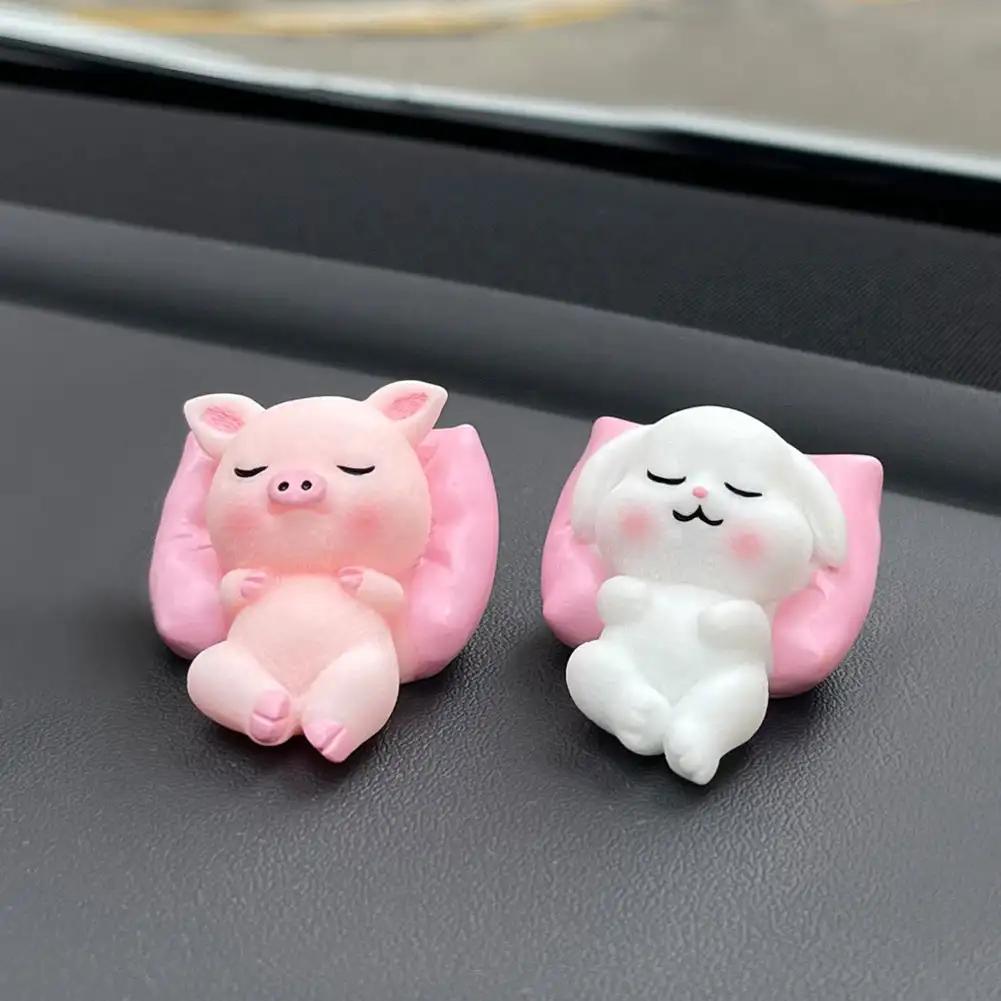 Милые мини-животные украшения для приборной панели автомобиля, украшения для центральной консоли, кукла, аксессуары для интерьера, панда, свинья, кролик