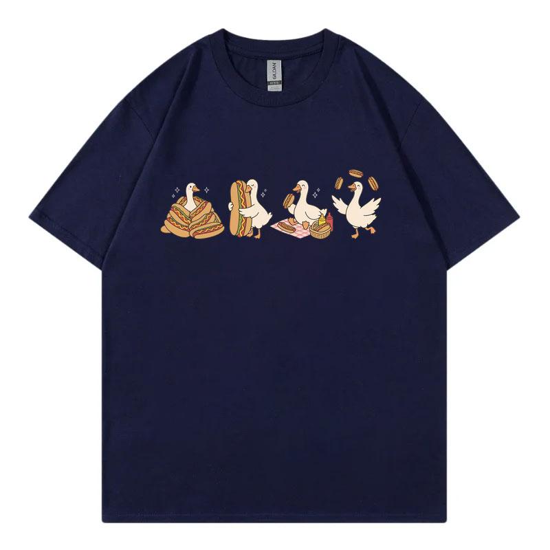 Funny Silly Goose Foodie Hot Dog TShirt Unisex Unisex Clothing ONeck Fashion Oversized TShirts Summer Casual Loose Cotton T Shirt