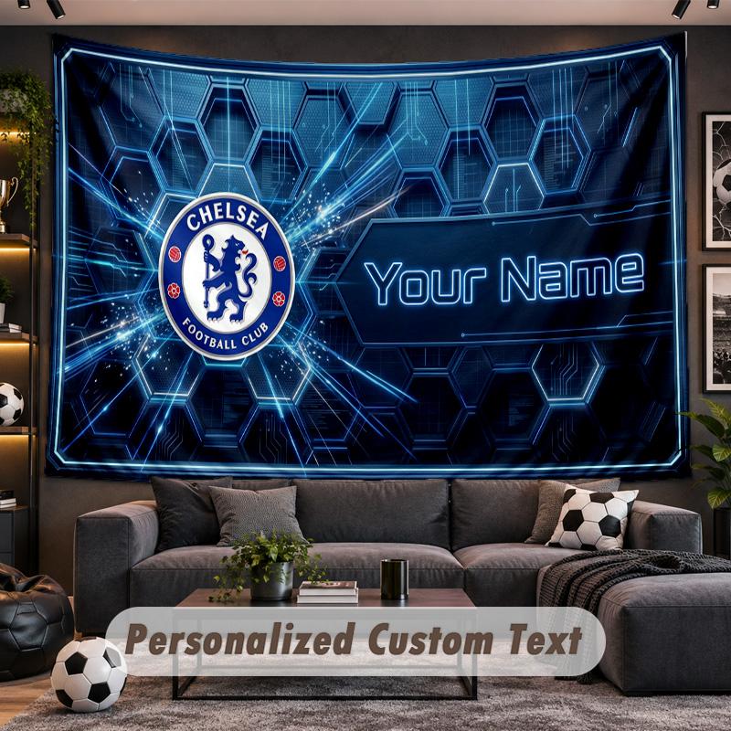 Chelsea FC Personalized Tapestry Support Custom Name, Wall Art Home Decoration