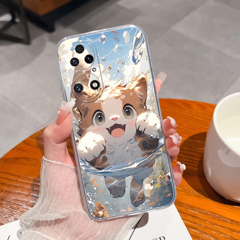 For Huawei P50 Pro P50E Phone Case Lucky Flowers Patterns Transparent Protective Funda For Huawei P 50 Soft TPU Silicone Bumper