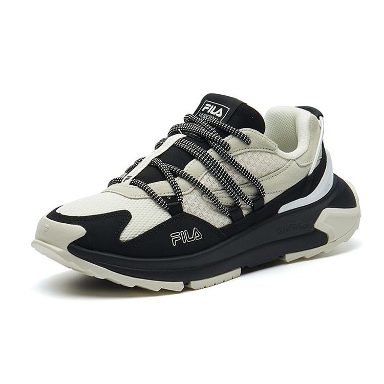 Fila Fusion Corsa Ткань Кожа нубук Коровья кожа Ретро Универсальные Повседневные Низкие Кроссовки Папы Женские кроссовки Бежевый Черный F12W134145FVB