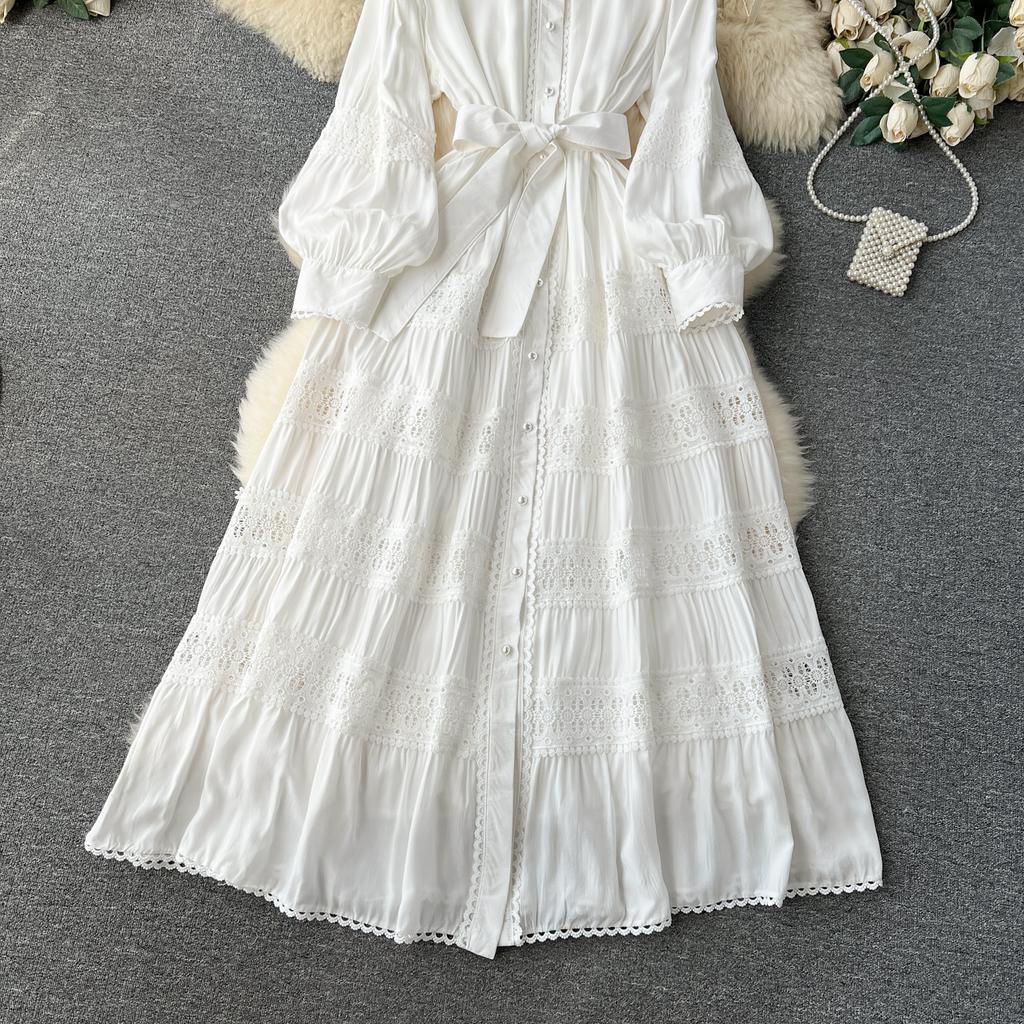 Роскошные вечерние кружевные длинные платья для подиума, женское однобортное однобортное однобортное лоскутное бандажное платье с рукавами-фонариками