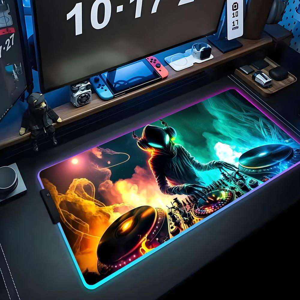 Коврик для мыши DJ RGB Игровой коврик для мыши Большой светодиодный коврик Настольный коврик для ПК Светящийся коврик для мыши Большие коврики для клавиатуры Настольный ковер с подсветкой