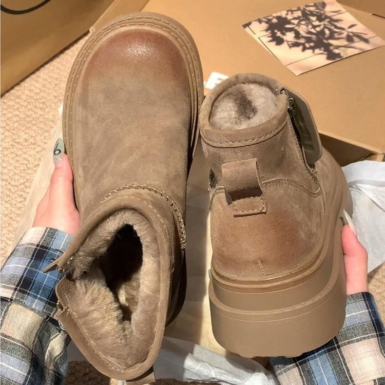 Женские зимние сапоги 2025 новинка бархатные утолщенные уличные на толстой подошве меховые цельные теплые хлопковые ботинки женские