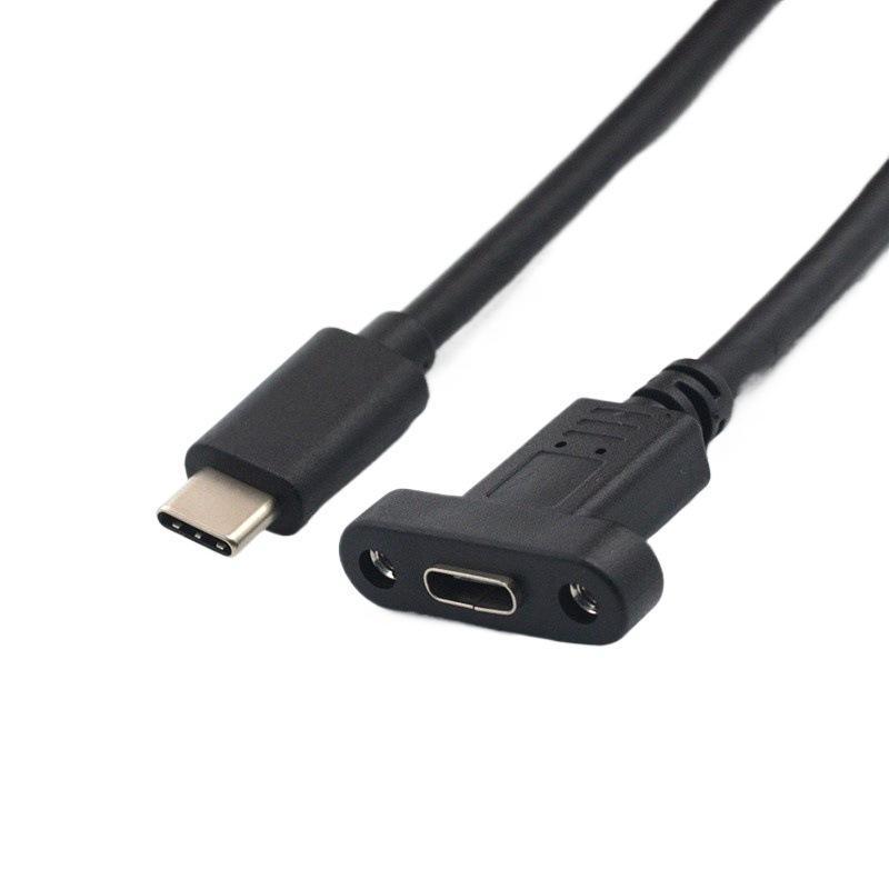 Кабель-удлинитель USB 3.1 Type-C, панельный разъем "папа" на "маму", с фиксатором, для разъема USB-C, удлинительный кабель для разъема Type-C "мама"