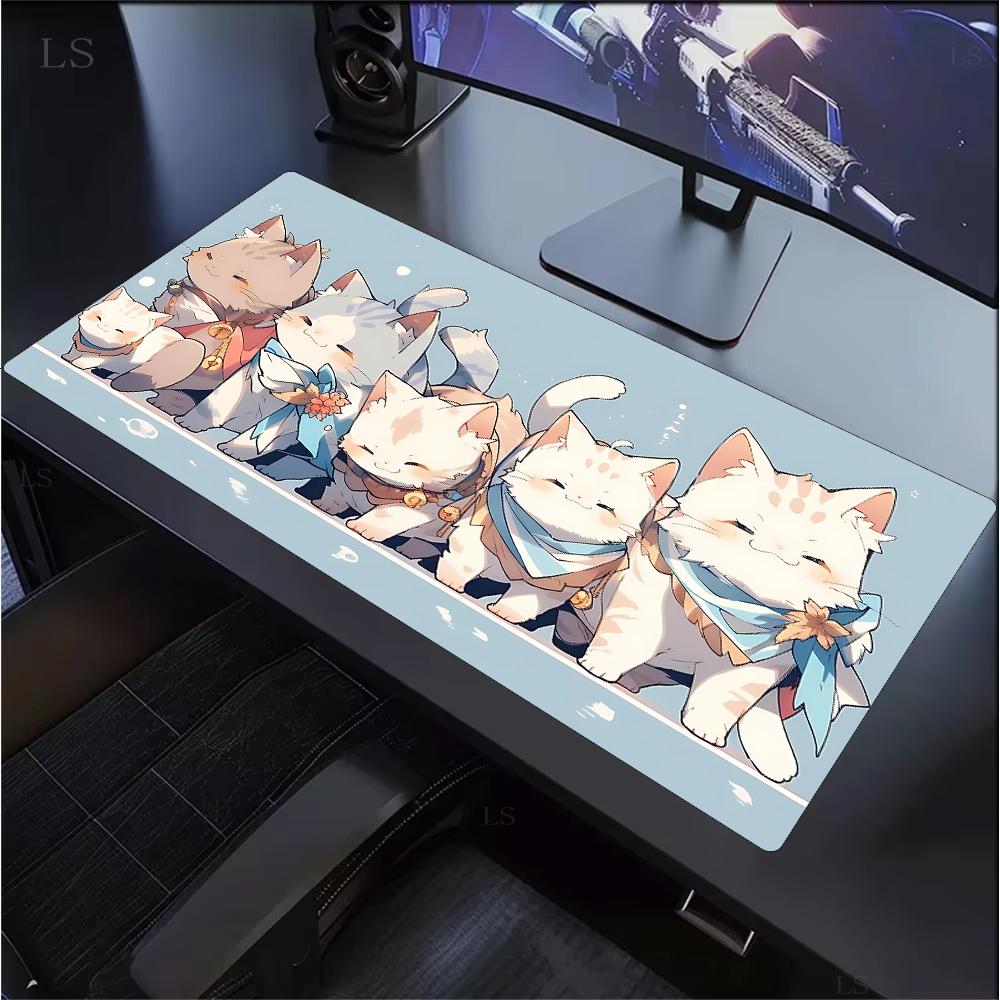 Cute Cartoon Cat Mouse Pad Large Computer Keyboard Mouse Pad Kawaii Natural Rubber Anti-Slip Mat Perfect Gift Girlfriend Women